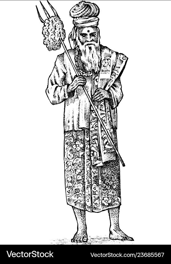 National indian wise man meditates in a bathrobe National indian wise man meditates in a bathrobe vector image