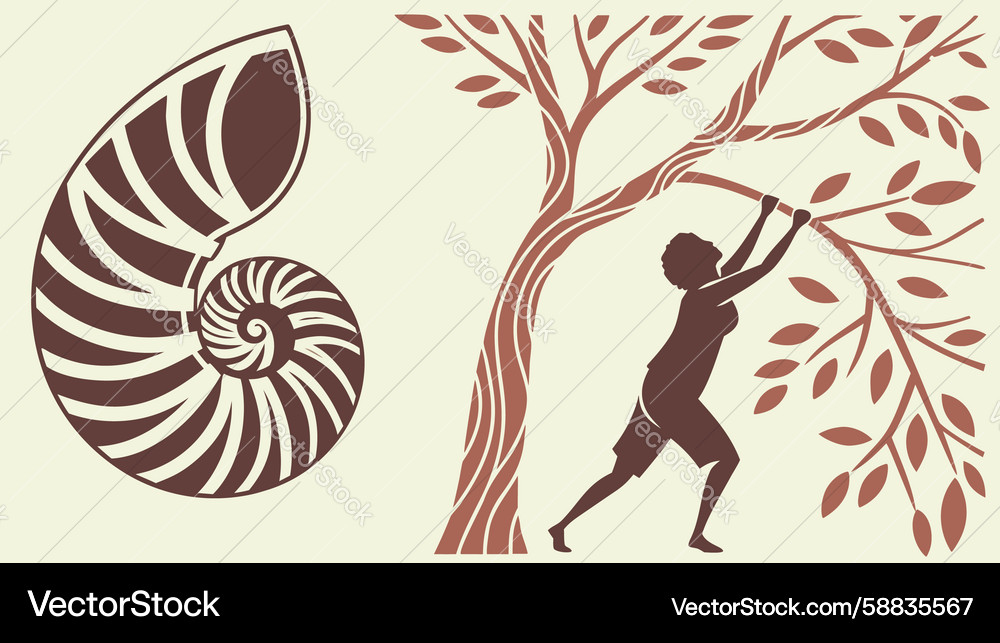 Nautilus shell tree and figure design generative Vector Image