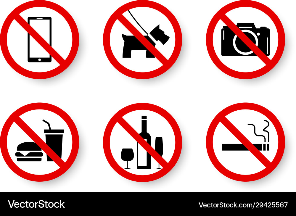 Prohibited set isolated forbidden not allowed Vector Image