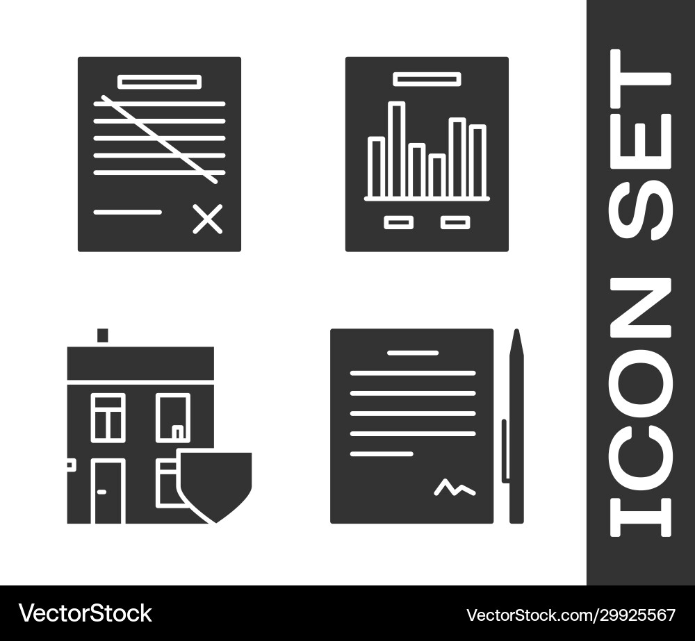 Set contract with pen delete file document house Set contract with pen delete file document house Vector Image