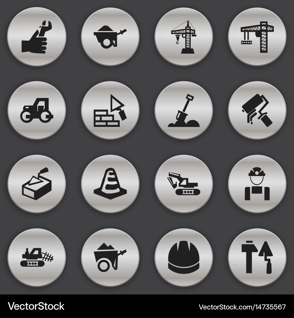 Set of 16 editable structure icons includes Vector Image