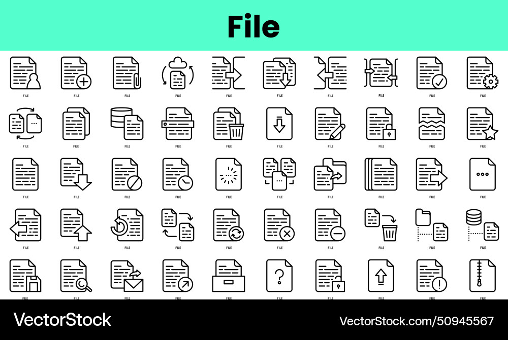 Set of file icons linear style icon bundle Set of file icons linear style icon bundle Vector Image