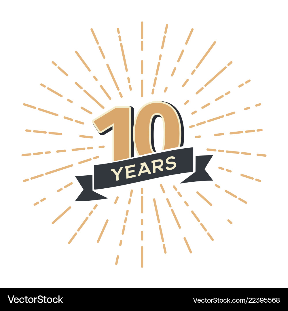 10 th anniversary retro emblem isolated 10 th anniversary retro emblem isolated vector image