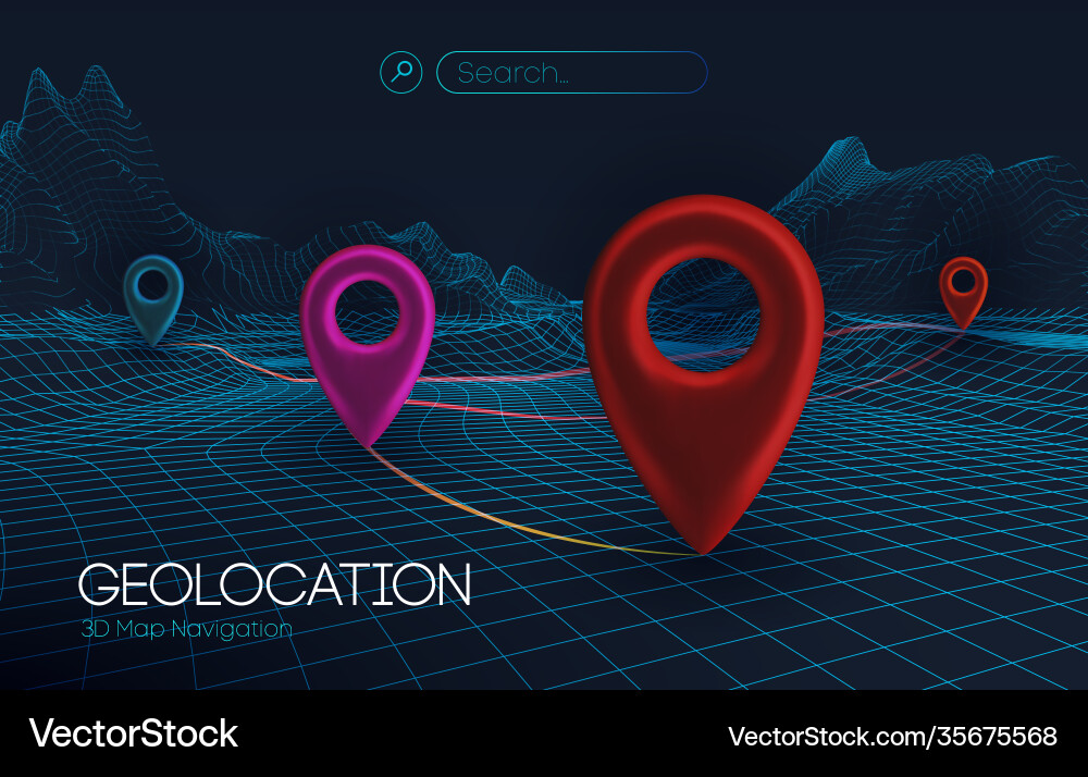 80s 3D Map Navigation Pointers vector image