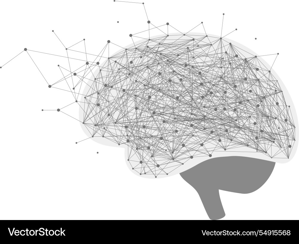 A brain with many lines and dots Vector Image