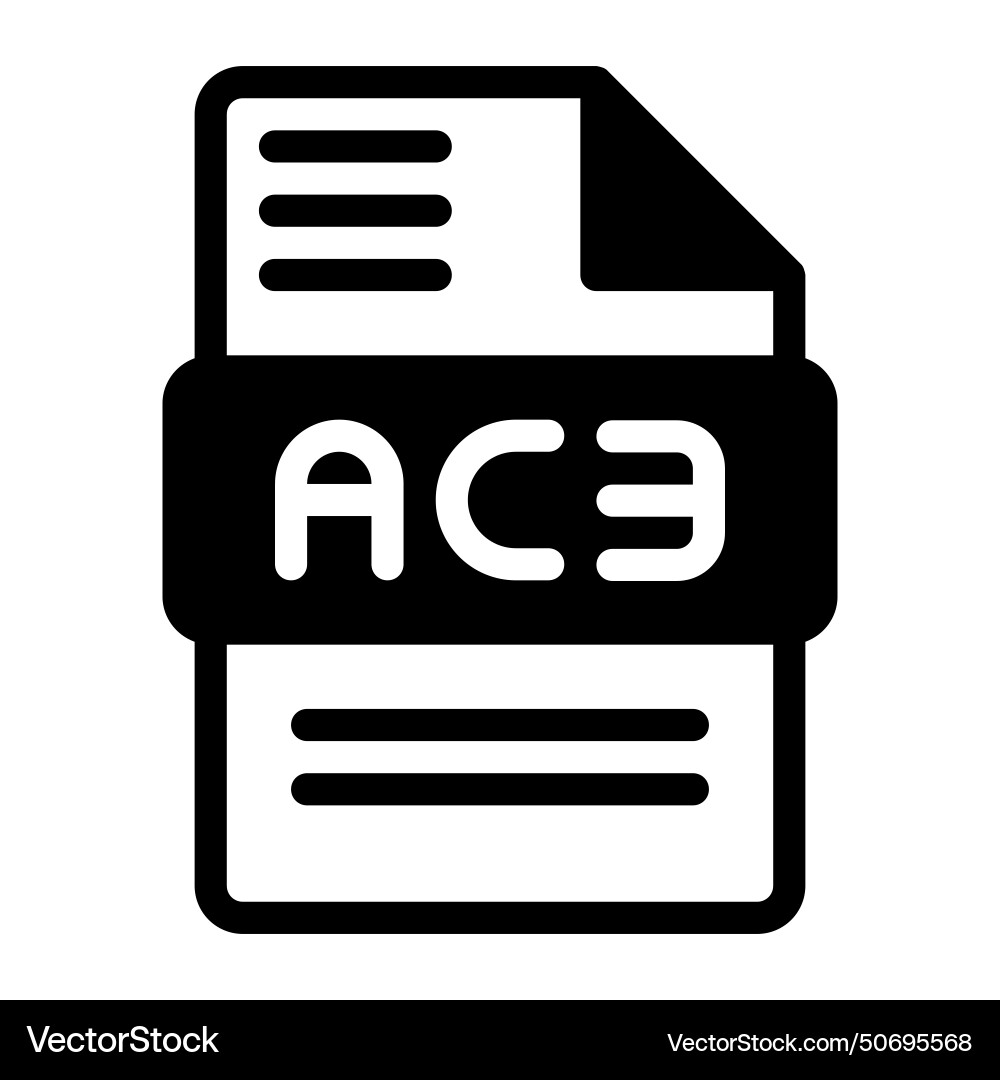 Ac3 file icon audio format symbol solid icons Ac3 file icon audio format symbol solid icons vector image