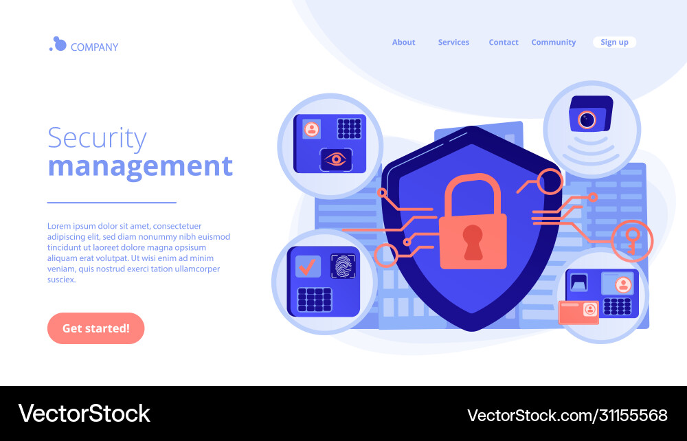 Access control system concept landing page Access control system concept landing page Vector Image