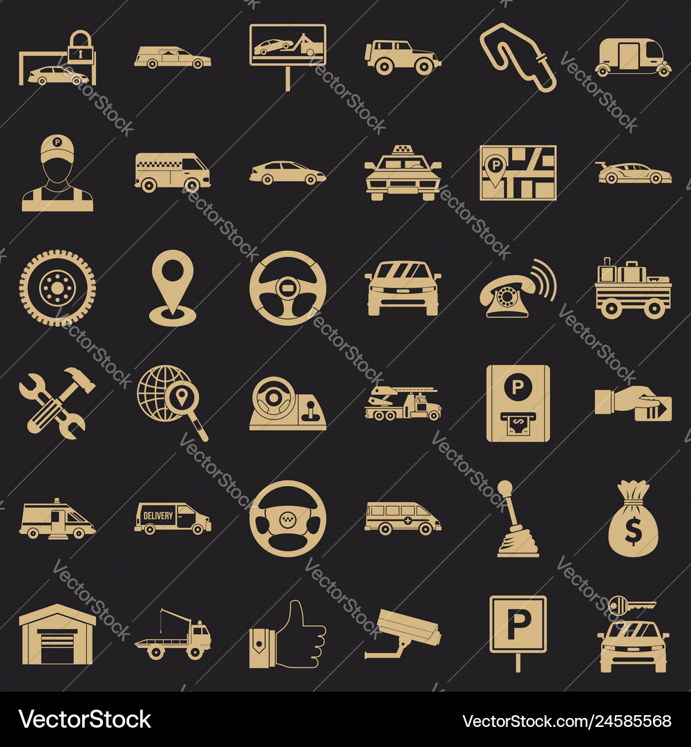 Auto icons set simple style Vector Image