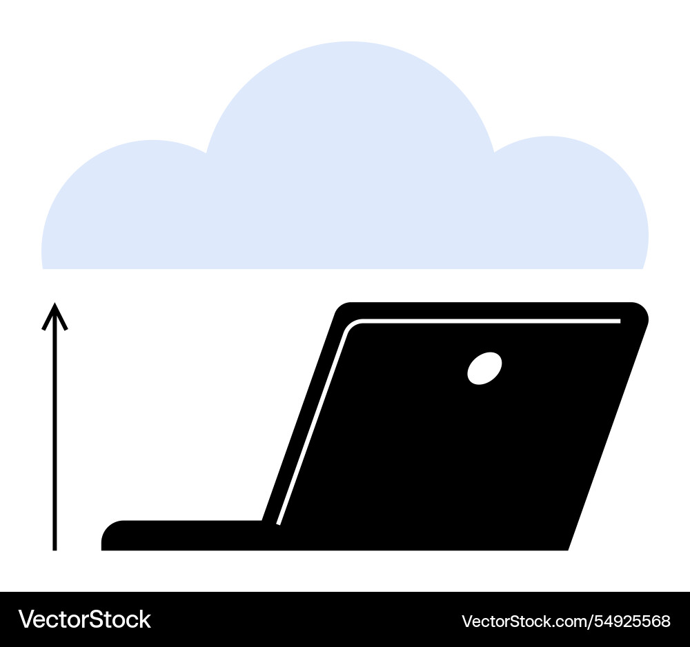 Cloud computing symbol with laptop indicating data Cloud computing symbol with laptop indicating data vector image