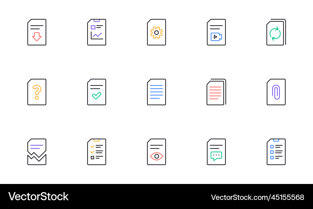 Document line icons report checklist Vector Image