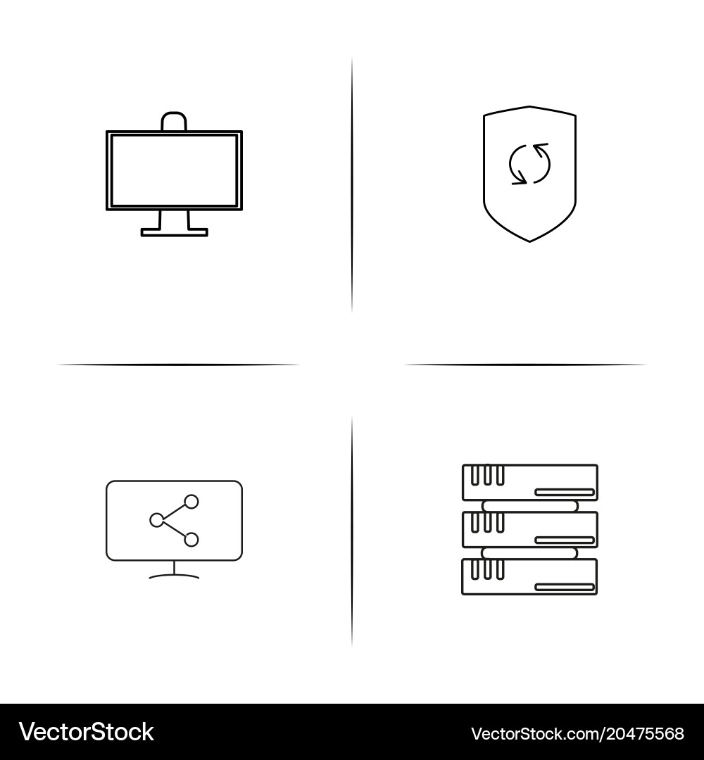 Internet security simple linear icons set Vector Image
