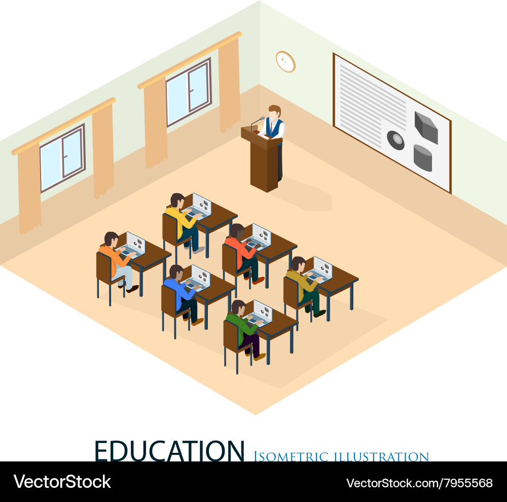 Professor gave a lecture on the subject Vector Image