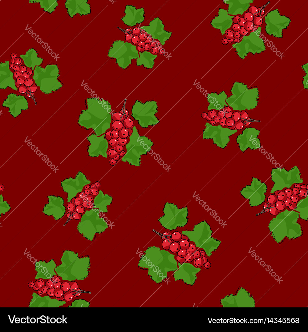 Redcurrant Pattern on Dark Red Vector Image