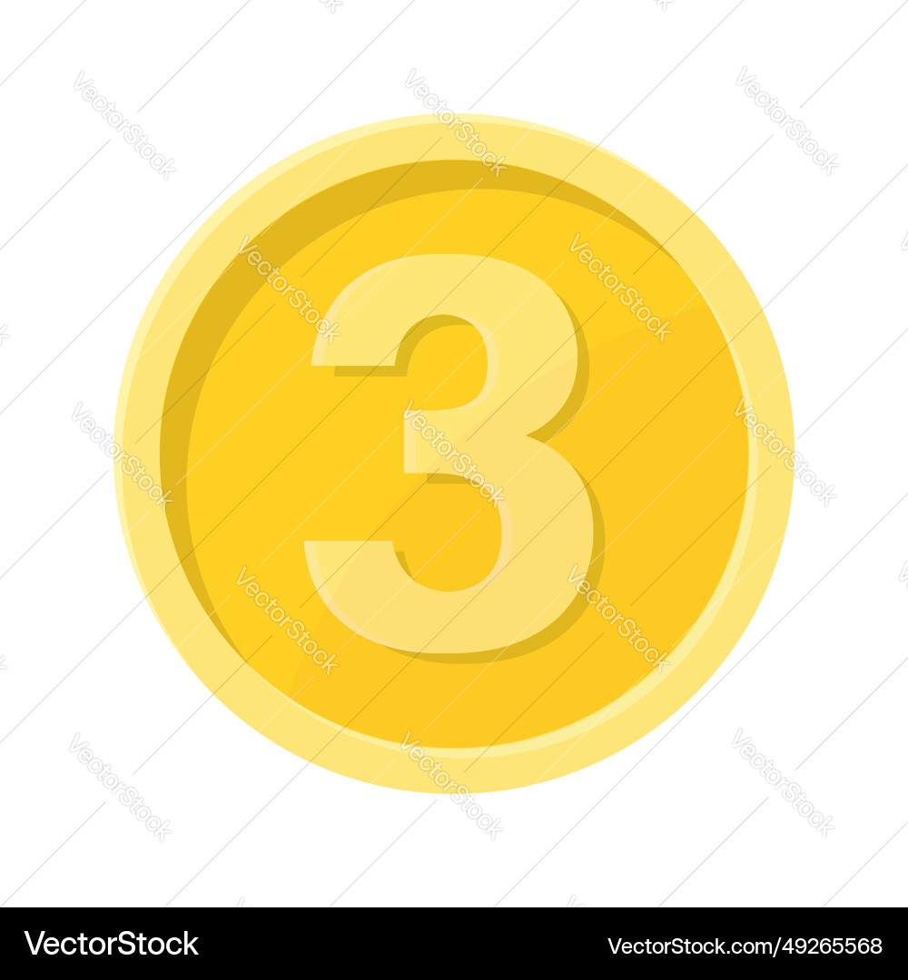 Simple of coin with number three concept Simple of coin with number three concept Vector Image