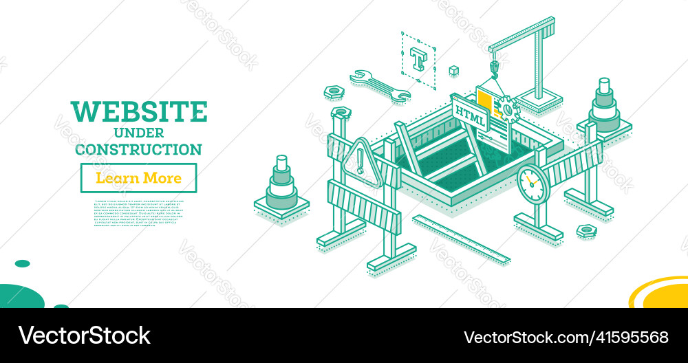 Web page of website under construction isometric Web page of website under construction isometric Vector Image