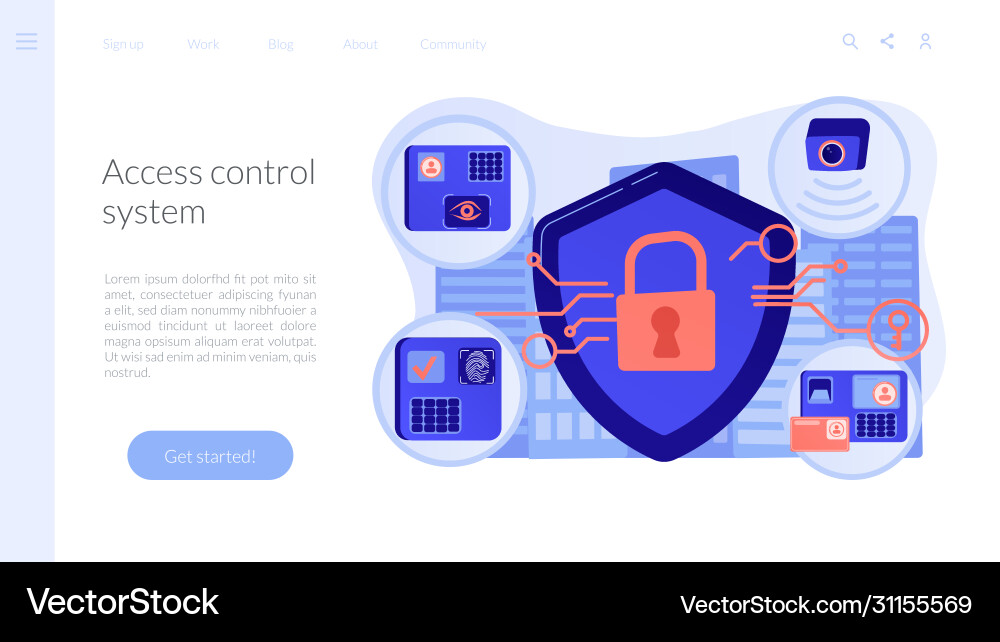 Access control system concept landing page Access control system concept landing page Vector Image