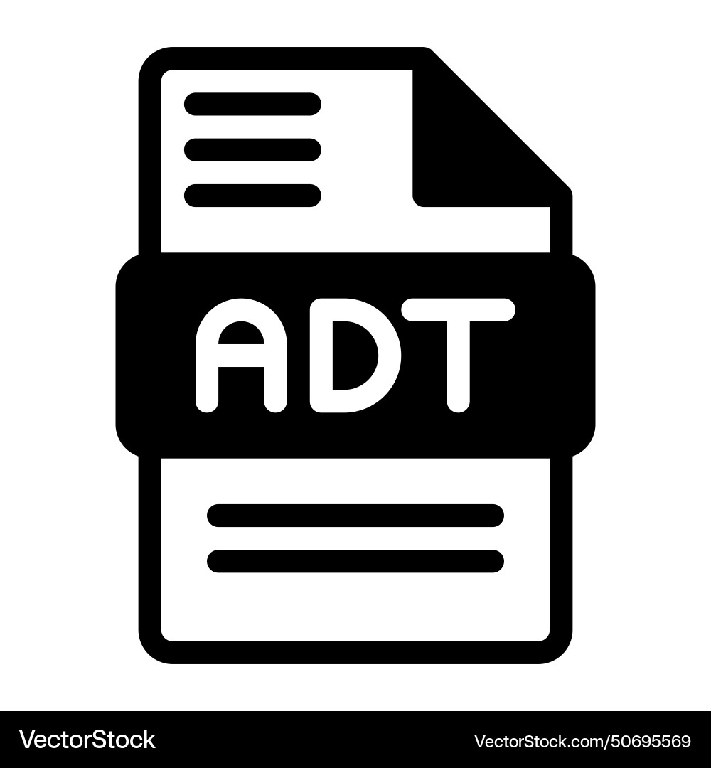 Adt file icon audio format symbol solid icons vector image