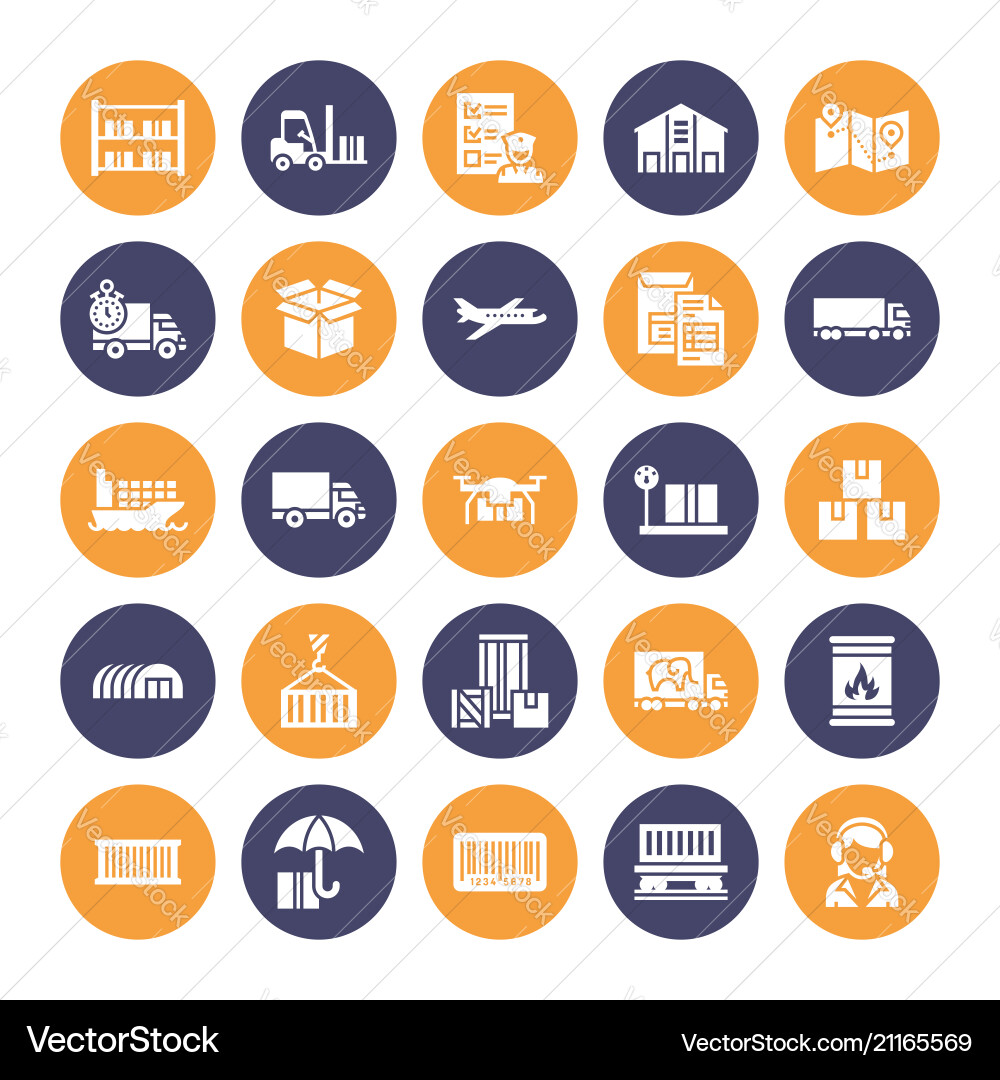 Cargo transportation flat glyph icons trucking Cargo transportation flat glyph icons trucking vector image