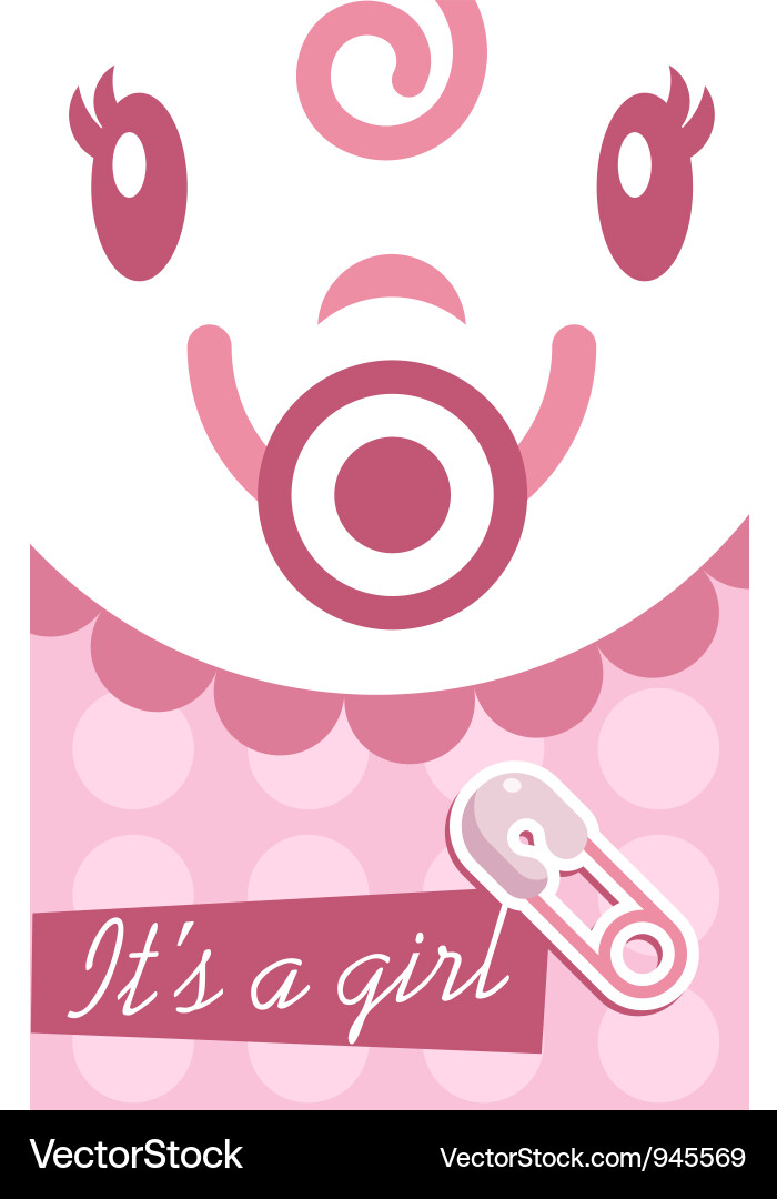Cute Baby Girl Card with Dots Vector Image