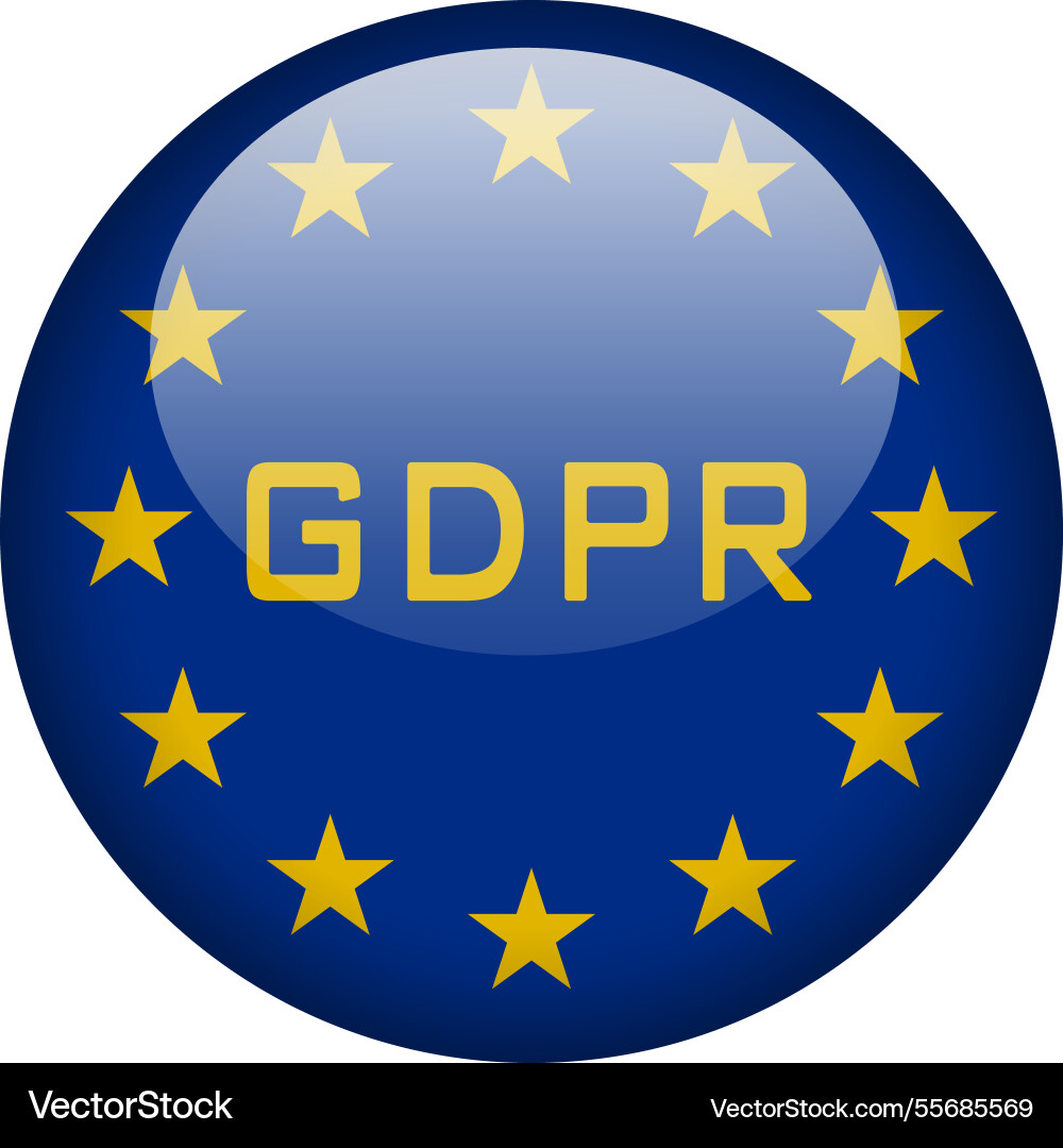 Gdpr button icon with eu flag vector image