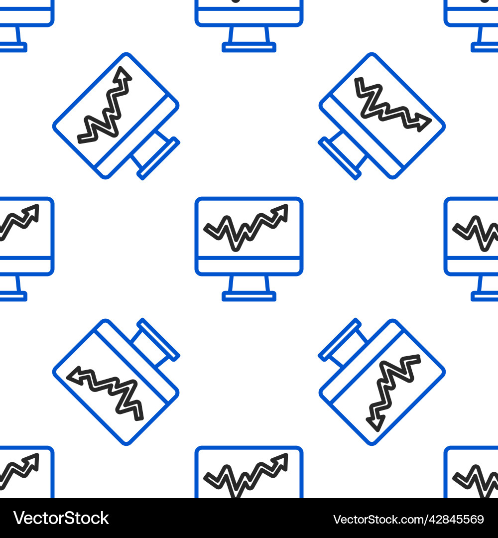 Line computer monitor with graph chart icon Vector Image