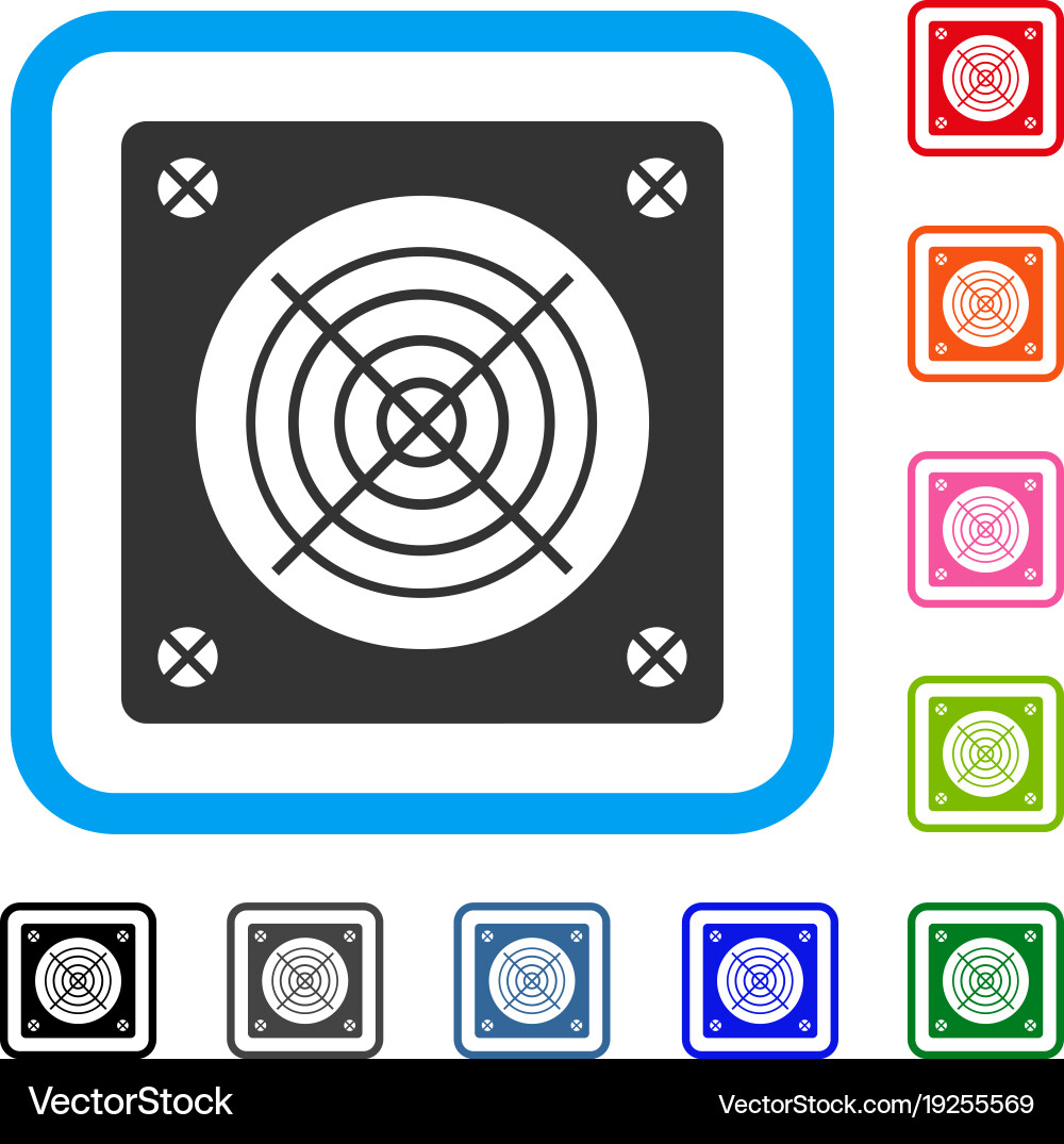 Mining asic device framed icon Vector Image