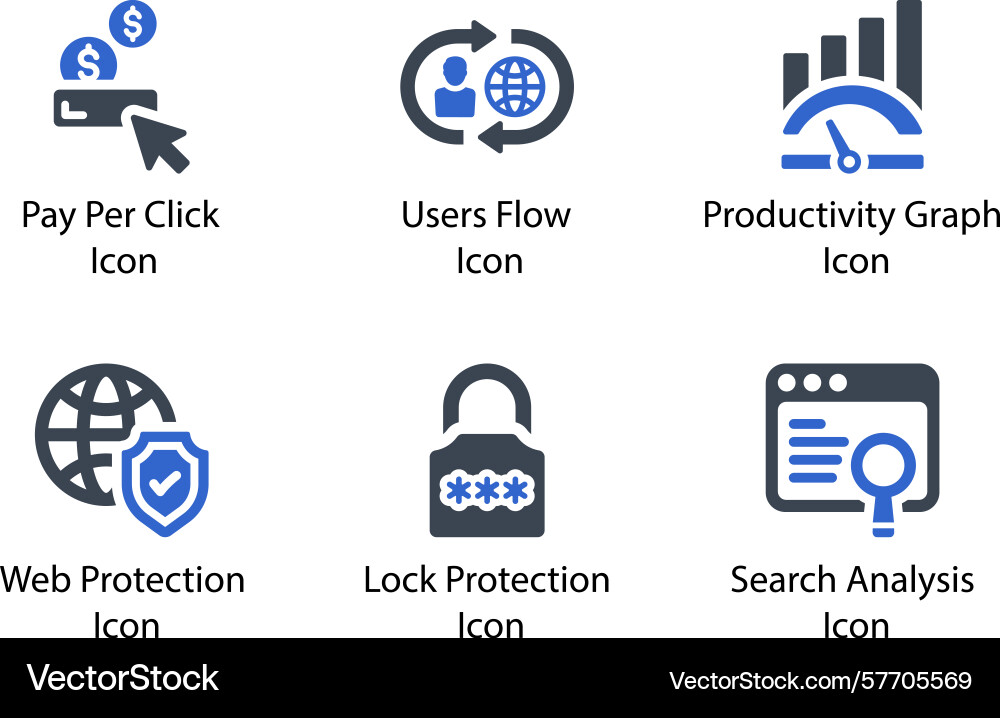 Pay per click users flow productivity graph web vector image