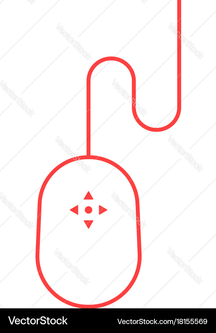 Red thin line computer mouse Vector Image