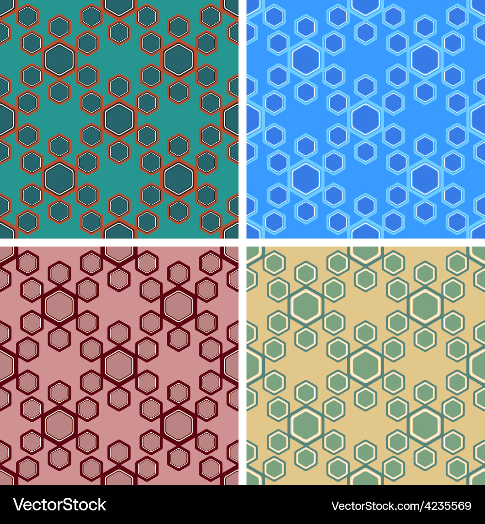 Seamless hexagon pattern set Vector Image