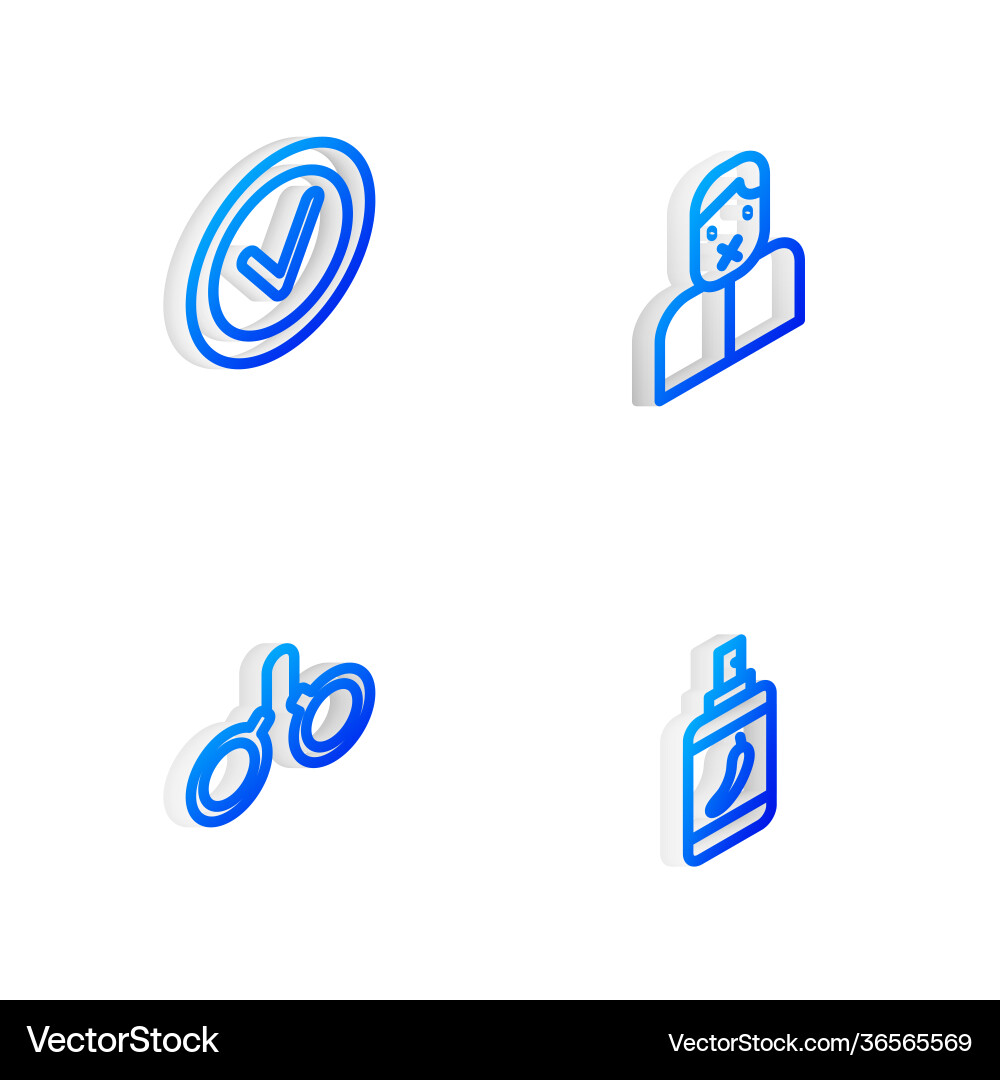 Set isometric line censor and freedom speech Vector Image