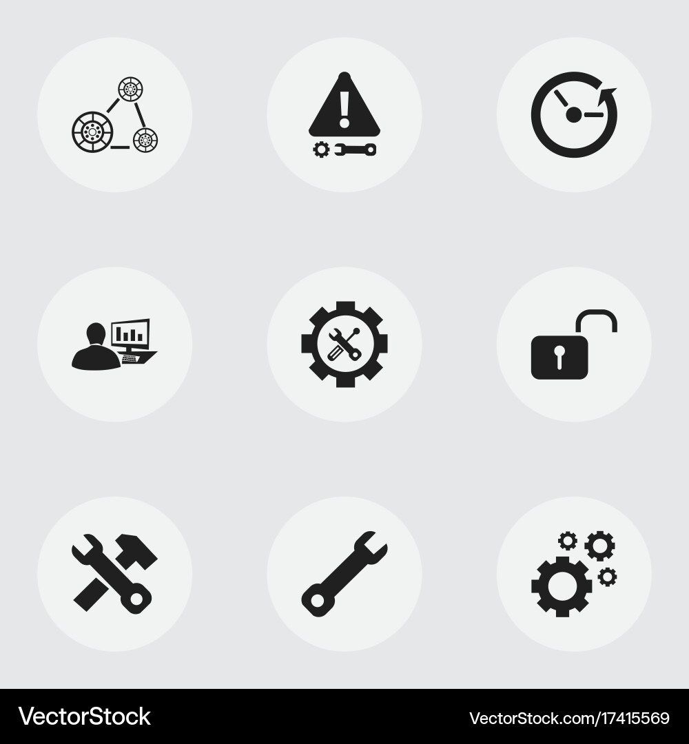 Set of 9 editable tool icons includes symbols Vector Image