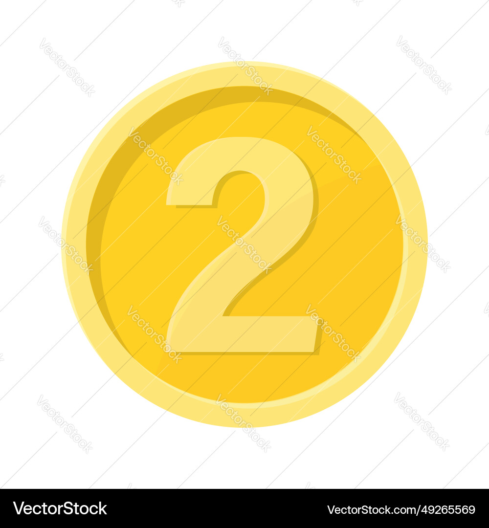 Simple of coin with number two concept Simple of coin with number two concept Vector Image