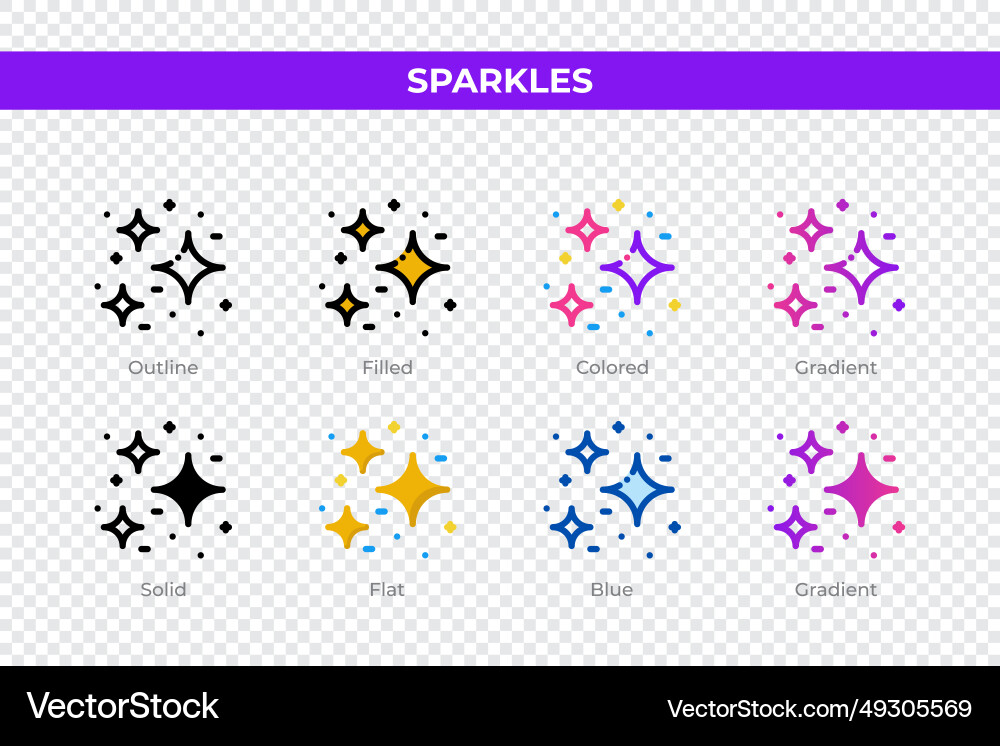 Sparkles icons in different style Vector Image