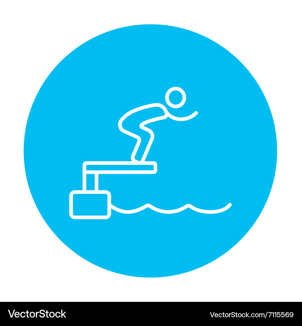 Swimmer jumping from starting block in pool line Vector Image