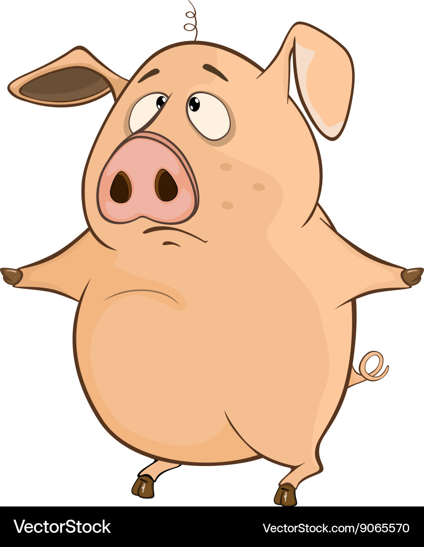 Adorable Pink Pig Cartoon Vector Image
