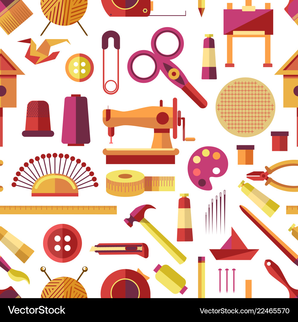 Craft tools and handmade instruments hobby items Craft tools and handmade instruments hobby items vector image