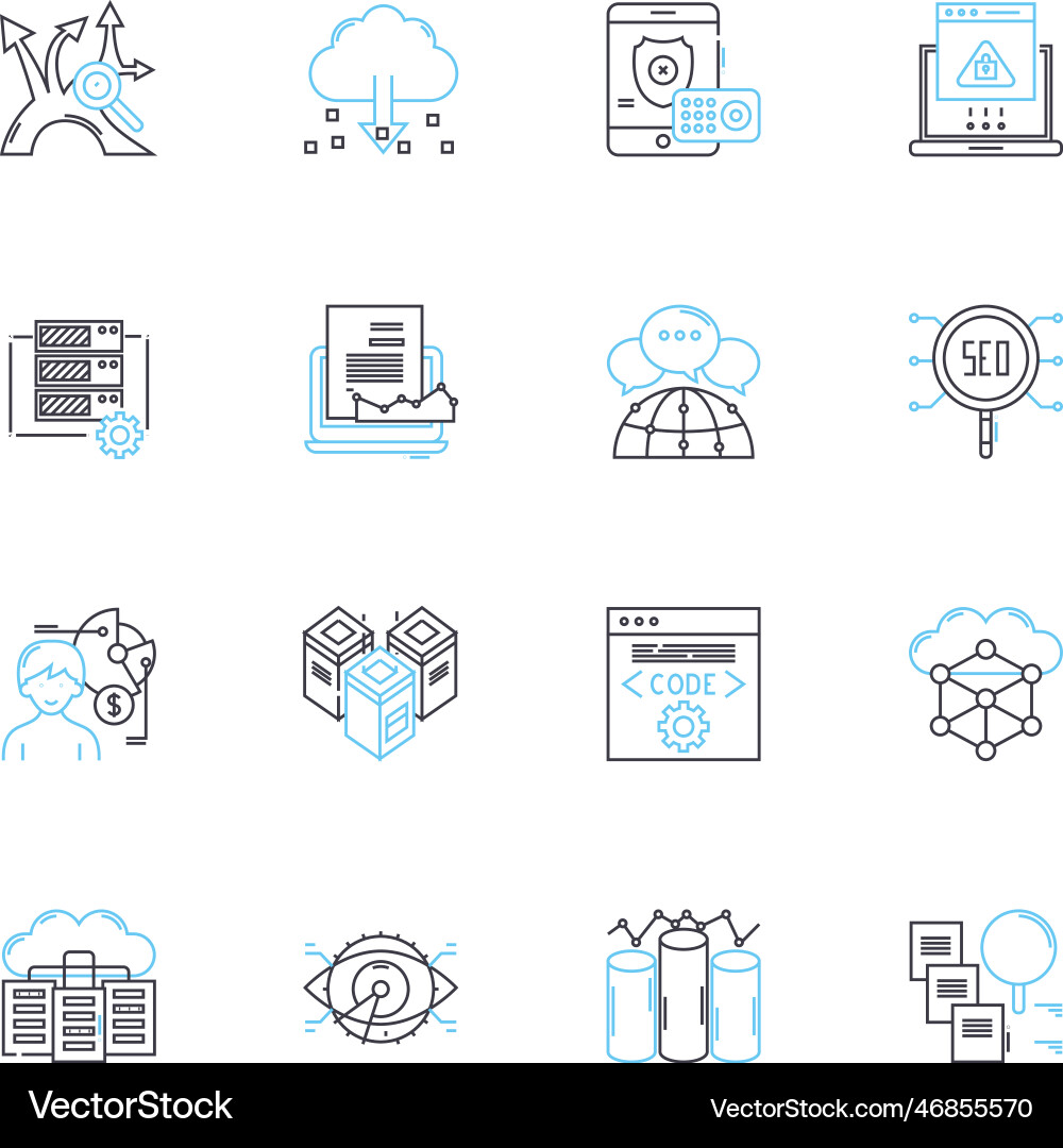 Digital communication linear icons set email Vector Image
