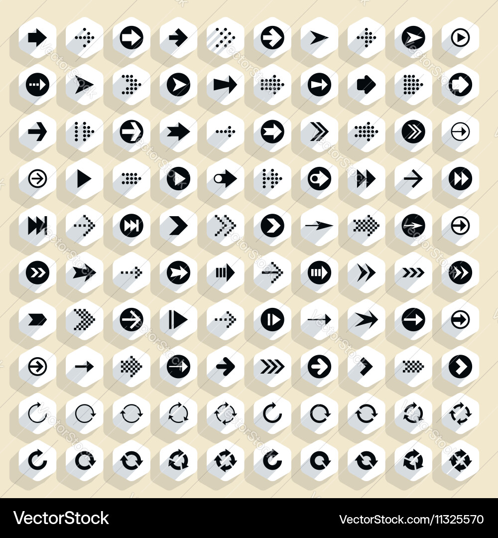 Flat arrow icon hexagon web button vector image