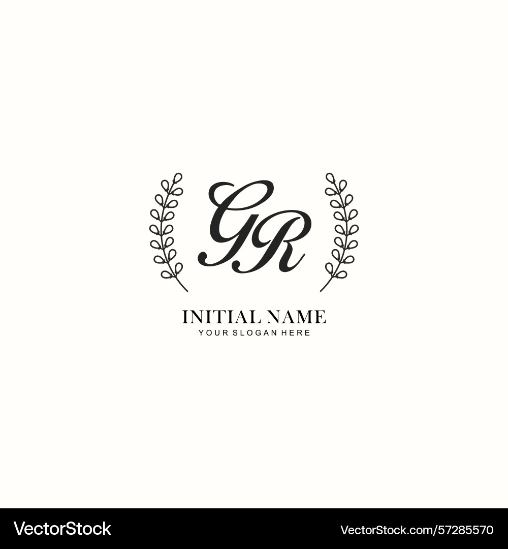 Gr initial logo templates with botanical elements Vector Image