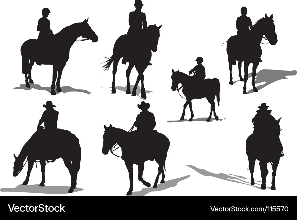 Horse Riders Silhouette Vector Image