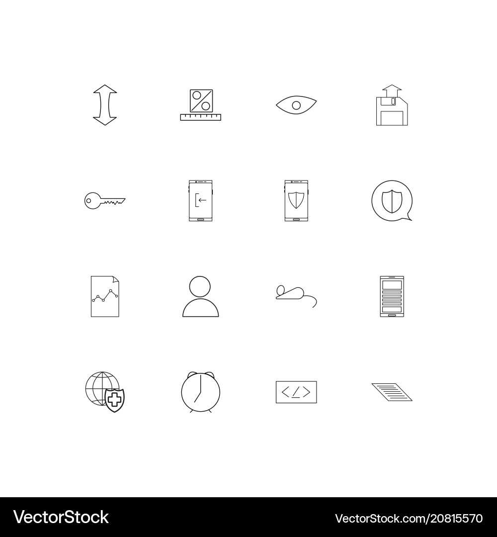Internet technologies linear thin icons set Vector Image