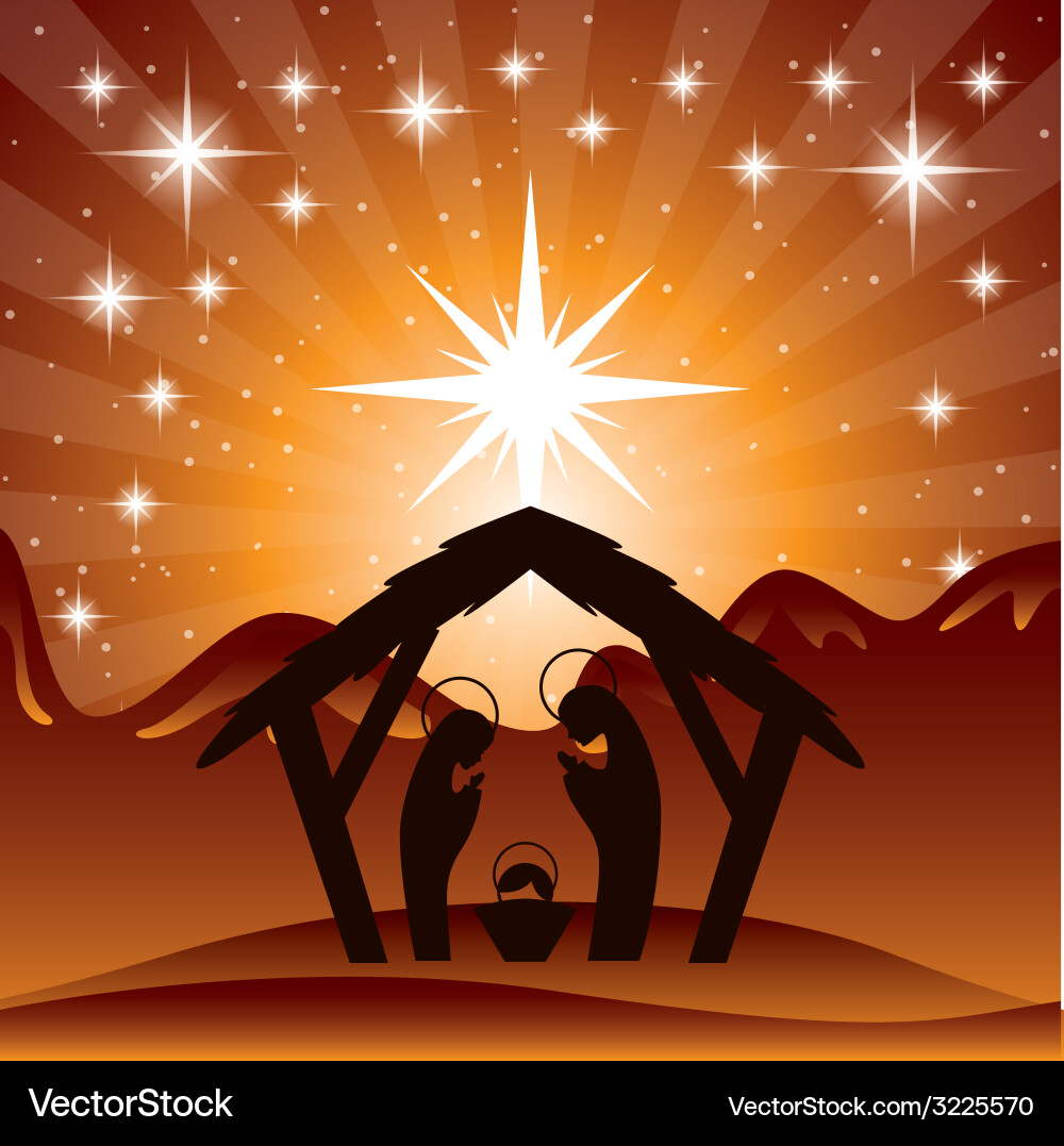 Nativity Scene with Manger Vector Image