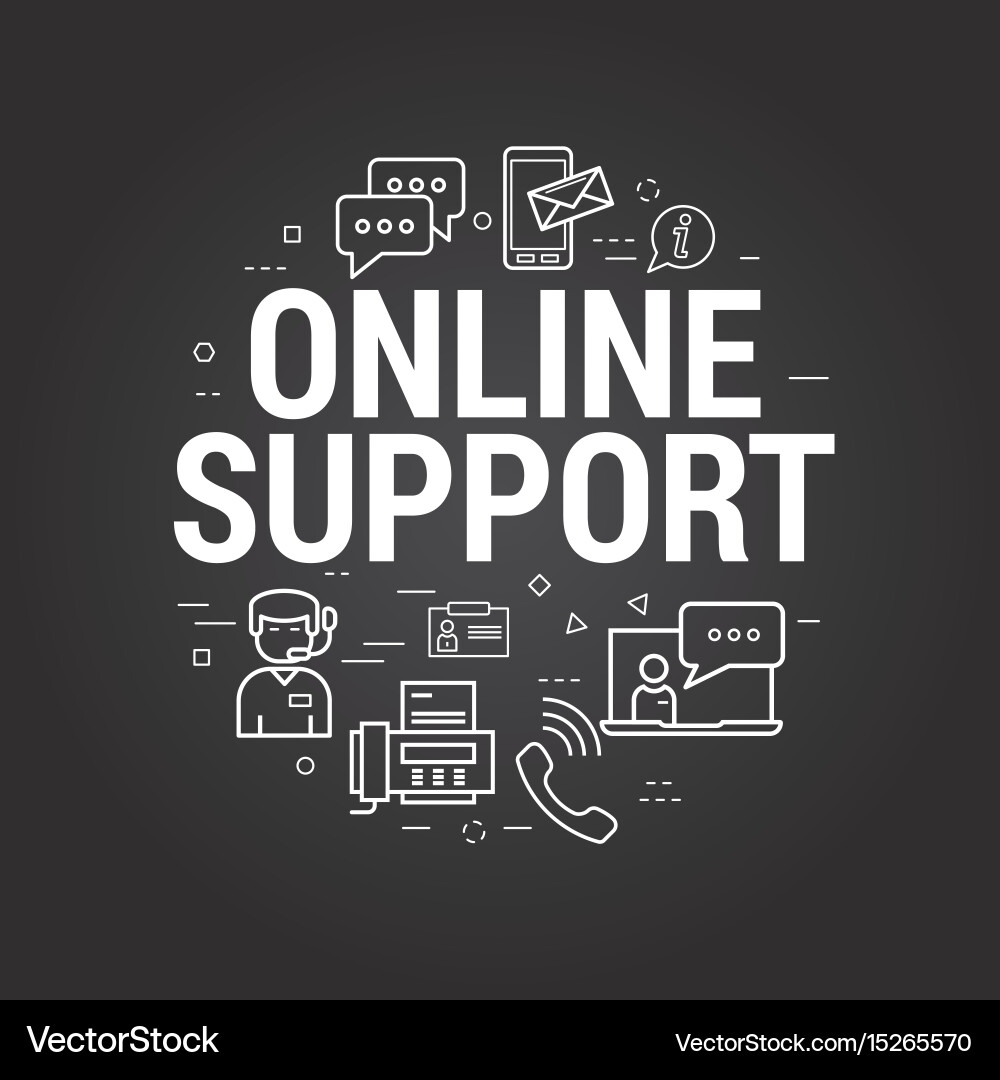 Online computering support on black Vector Image