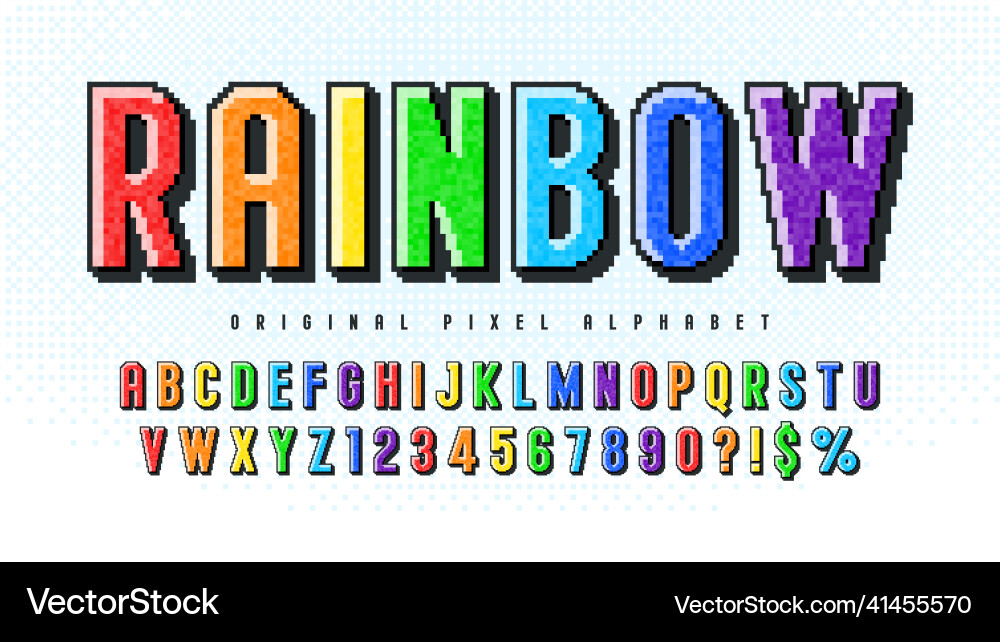 Pixel alphabet design stylized like in 8 vector image