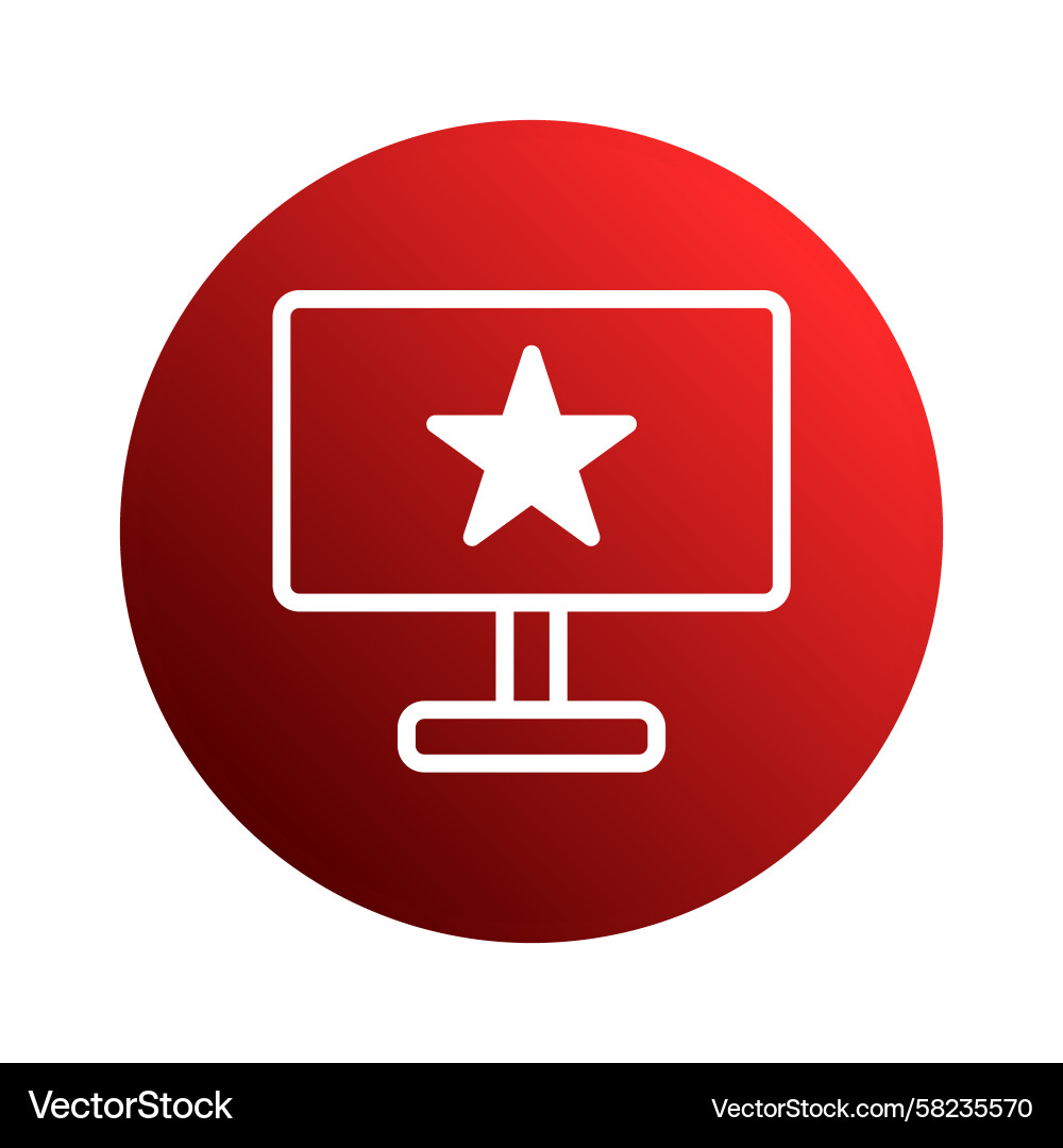 Red Computer Screen with Star Icon Vector Image