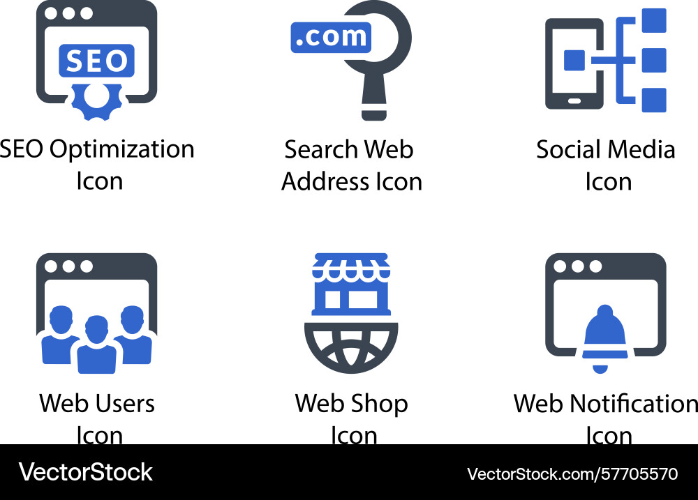 Seo optimization search web address social media Vector Image