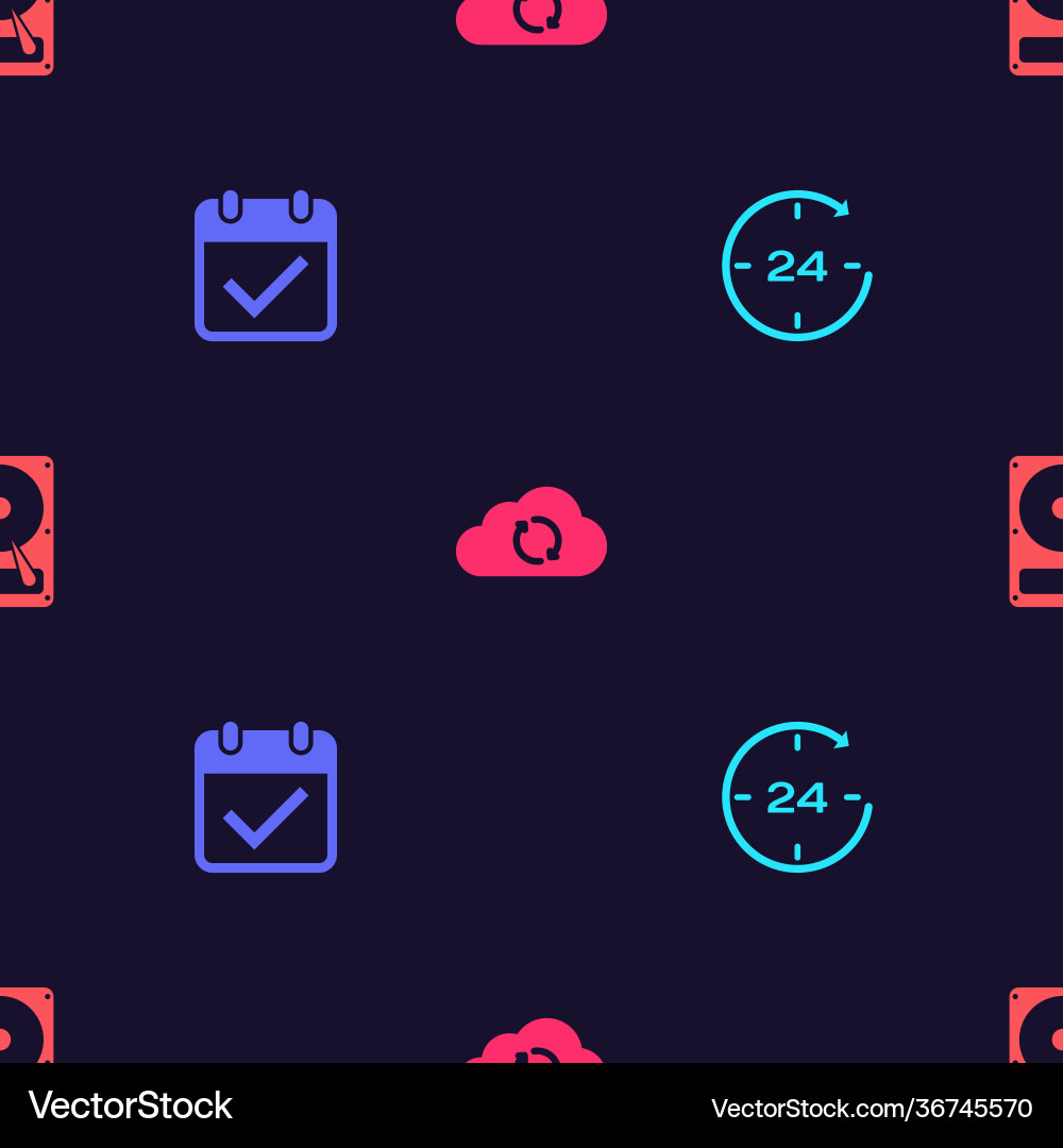 Set clock 24 hours calendar with check mark Set clock 24 hours calendar with check mark Vector Image