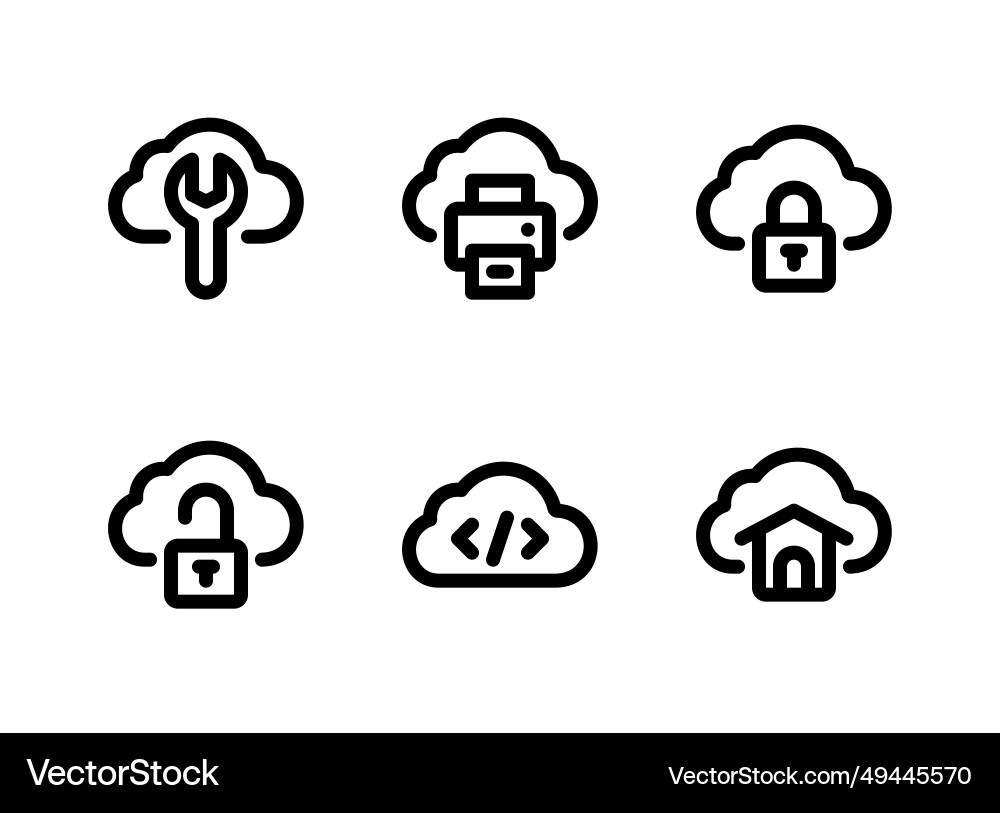 Simple set of cloud computing line icons Vector Image
