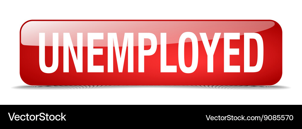 Unemployed red square 3d realistic isolated web Vector Image