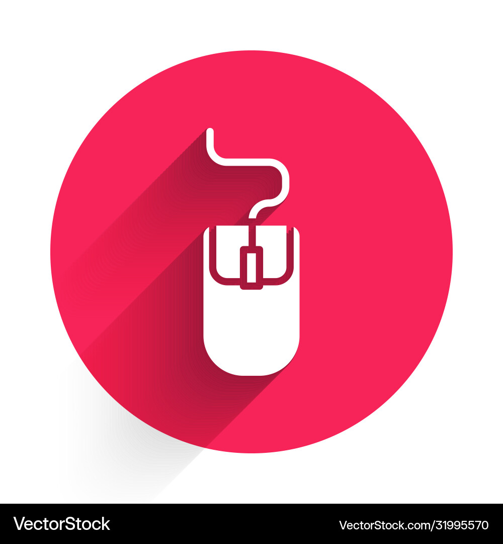 White computer mouse icon isolated with long Vector Image